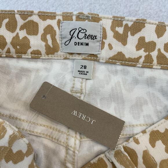 J Crew Jeans Pants Womens Size 28 Leopard Animal 10” High Rise Toothpick NEW - Picture 7 of 16